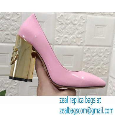 Dolce  &  Gabbana Heel 10.5cm Patent Leather Pumps Pink with DG Karol Heel 2021